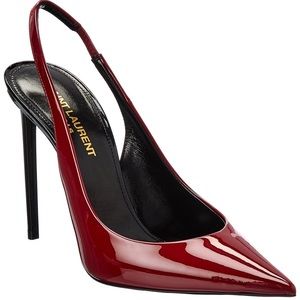 NWT Saint Laurent Anja slingback pumps size 38.5 red patent leather